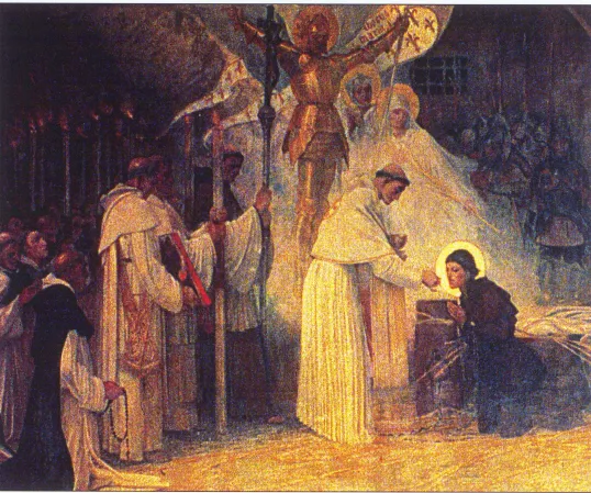 Saint joan receiving communion